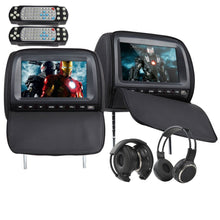 Load image into Gallery viewer, 2 PCS 9 Inch 800*480 TFT LCD Capacitance Screen Car Headrest Monitor DVD Video Player Support IR/FM/USB/SD/Speaker/Wire Game