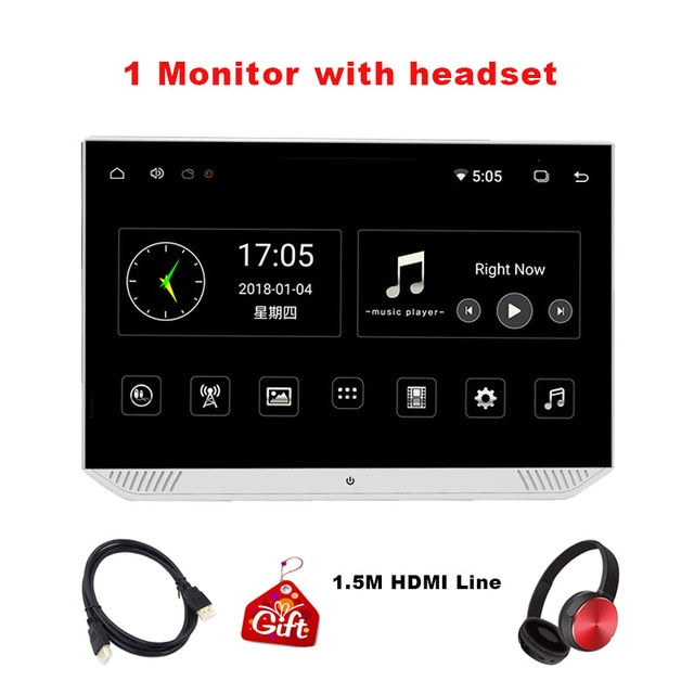 13.3 Inch Android 9.0 2GB+32GB Car Headrest Monitor 4K 1080P Touch Screen WIFI/Bluetooth/USB/SD/HDMI/FM/Mirror Link/Miracast