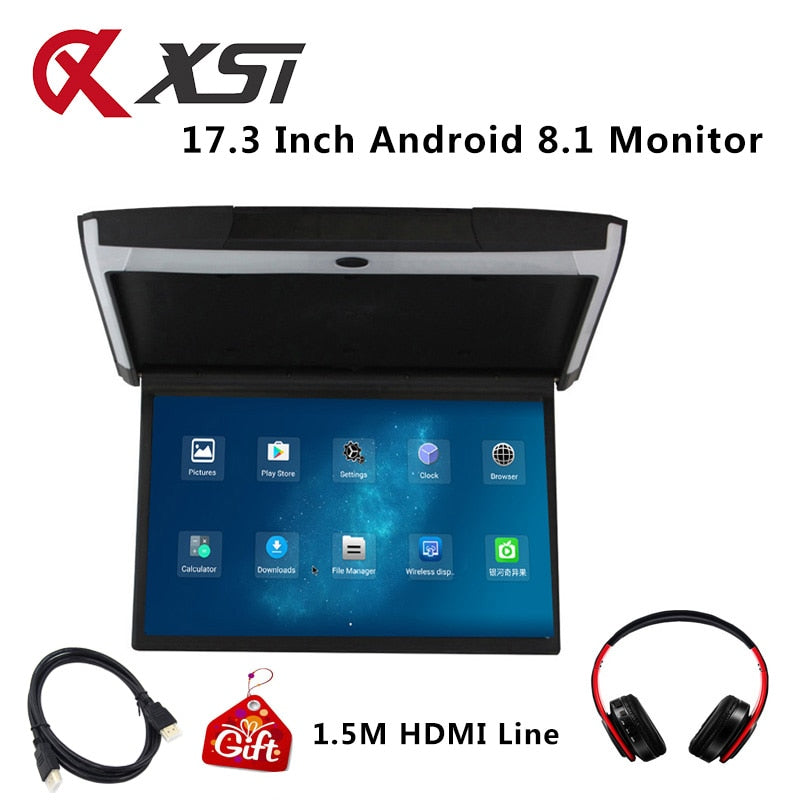 XST 17.3 Inch Android 8.1 Car Monitor Ceiling Mount Roof HD 1080P Video IPS Screen