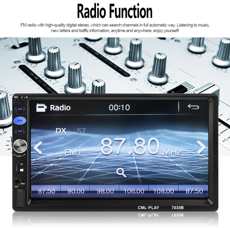Autoradio 2 Din Car Audio Player 7" LCD Touch Screen Display Support Bluetooth Hands-free Steering Wheel Multimidia MP5 Player
