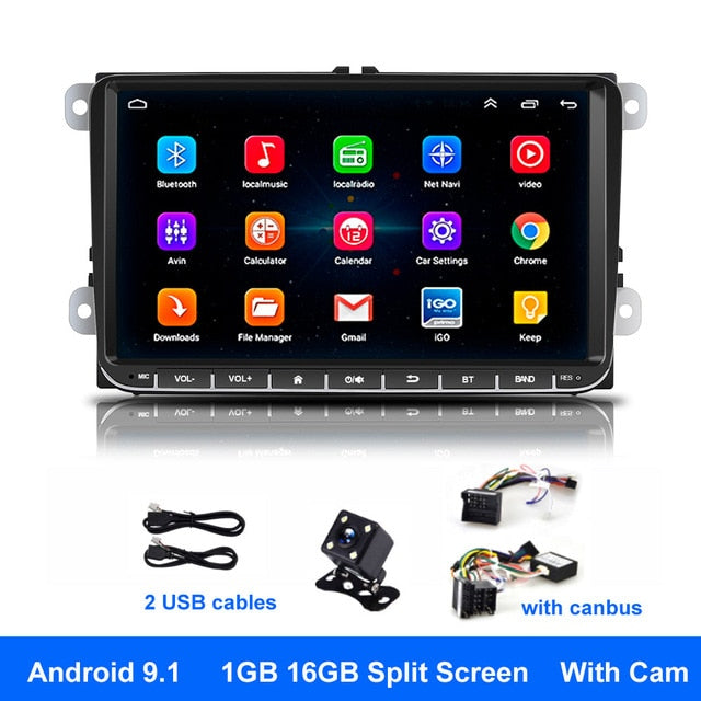 Essgoo 9'' Android 9.1 Autoradio 2GB/1GB RDS AM Car Radio GPS Navigation 2din WIFI BT Stereo Car Multimedia Player Universal