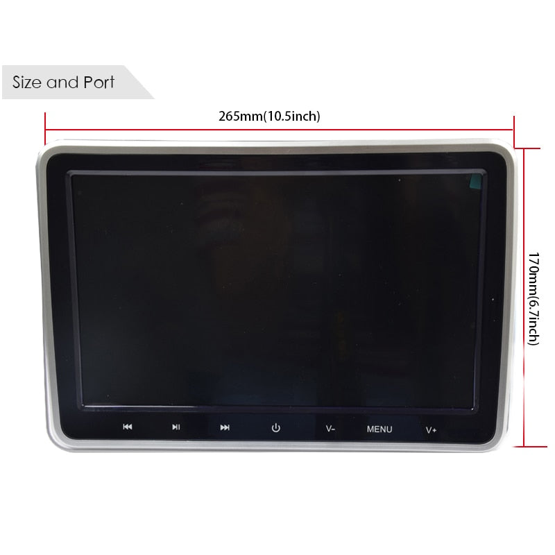 10.1 Inch 1024*600 Car Headrest Monitor DVD Player USB/SD/HDMI/IR/FM TFT LCD Screen Touch Button 32 Bit Game Remote Control
