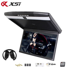 Load image into Gallery viewer, 17.3 Inch Car Roof Flip Down Ceiling Mount Monitor Support HD 1080P IR FM Transmitter USB SD HDMI Built Speaker Microphone