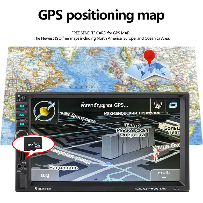 7021G Autoradio Car Audio 2 Din GPS Navigation 7'' LCD Touch Screen MP5 Auto Radio Stereo Bluetooth FM Car Multimedia Player