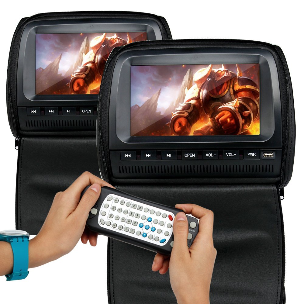 2 PCS 9 Inch 800*480 TFT LCD Capacitance Screen Car Headrest Monitor DVD Video Player Support IR/FM/USB/SD/Speaker/Wire Game