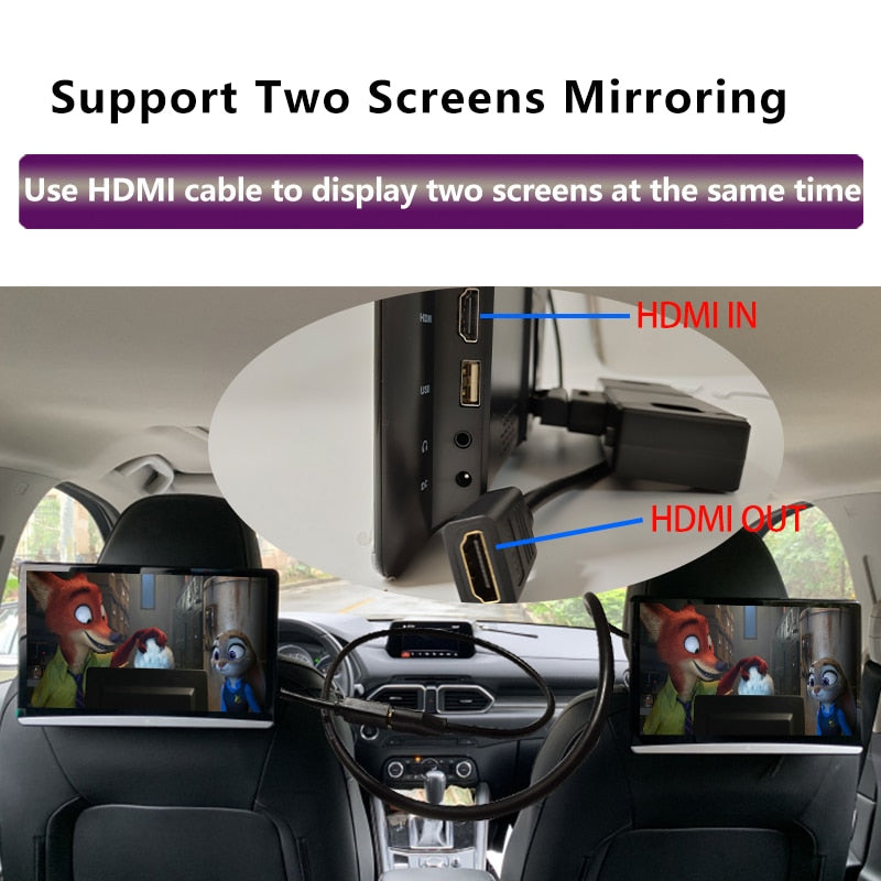 12.5 Inch Android 9.0 2GB+16GB Car Headrest Monitor Same Screen 4K 1080P MP5 WIFI/Bluetooth/USB/SD/HDMI/FM/Mirror Link/Miracast