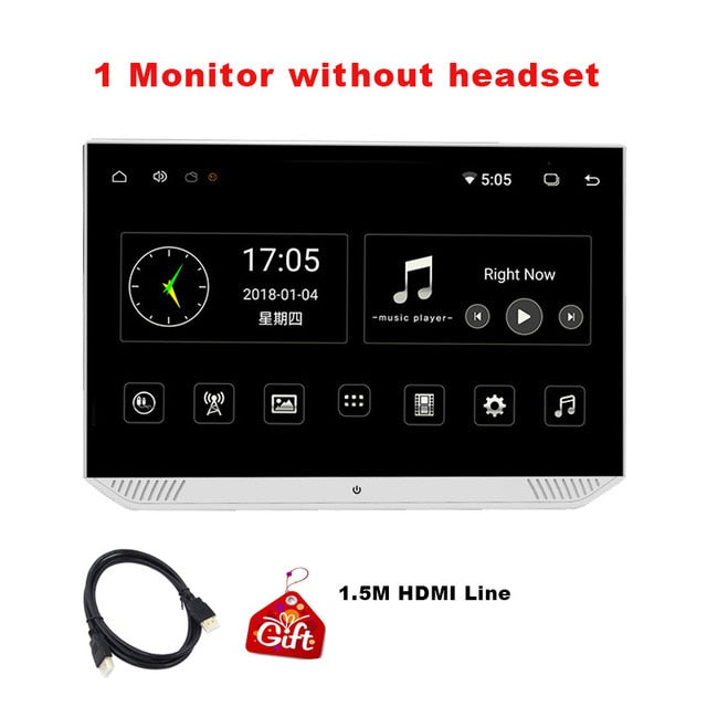 13.3 Inch Android 9.0 2GB+32GB Car Headrest Monitor 4K 1080P Touch Screen WIFI/Bluetooth/USB/SD/HDMI/FM/Mirror Link/Miracast