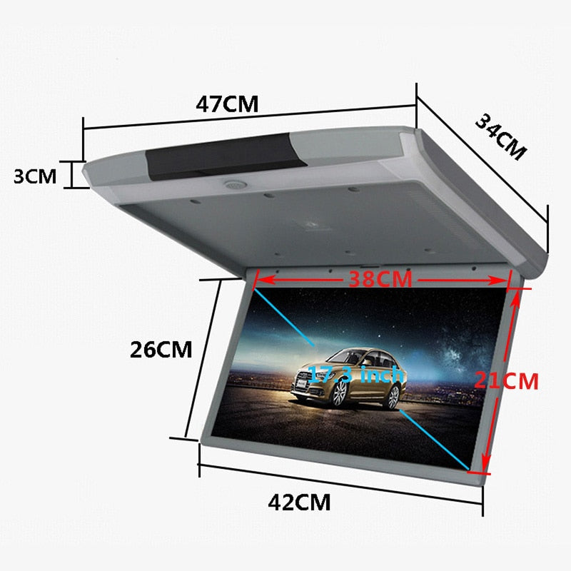 XST 17.3 Inch Android 8.1 Car Monitor Ceiling Mount Roof HD 1080P Video IPS Screen