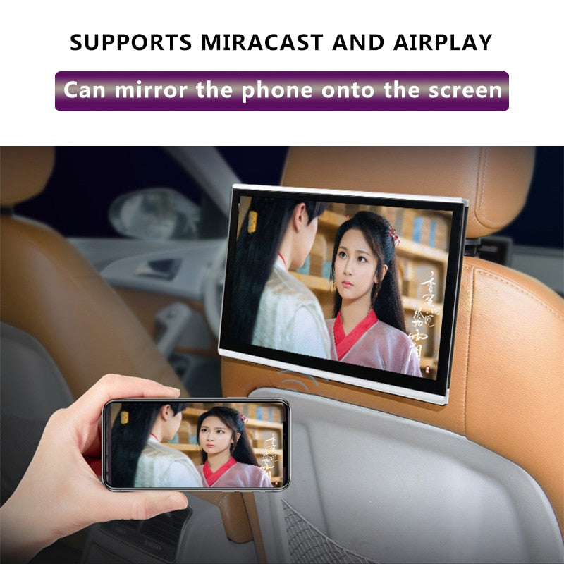 11.6 Inch Android 9.0 2GB+16GB Car Headrest Monitor 4K 1080P Same Screen WIFI/Bluetooth/USB/SD/HDMI/FM/Mirror Link/Miracast