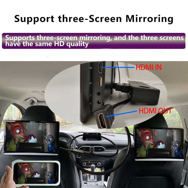 11.6 Inch Android 9.0 2GB+16GB 4K 1080P Touch Screen Car Headrest Monitor WIFI/Bluetooth/USB/SD/HDMI/FM/Miracast/Mirror Link