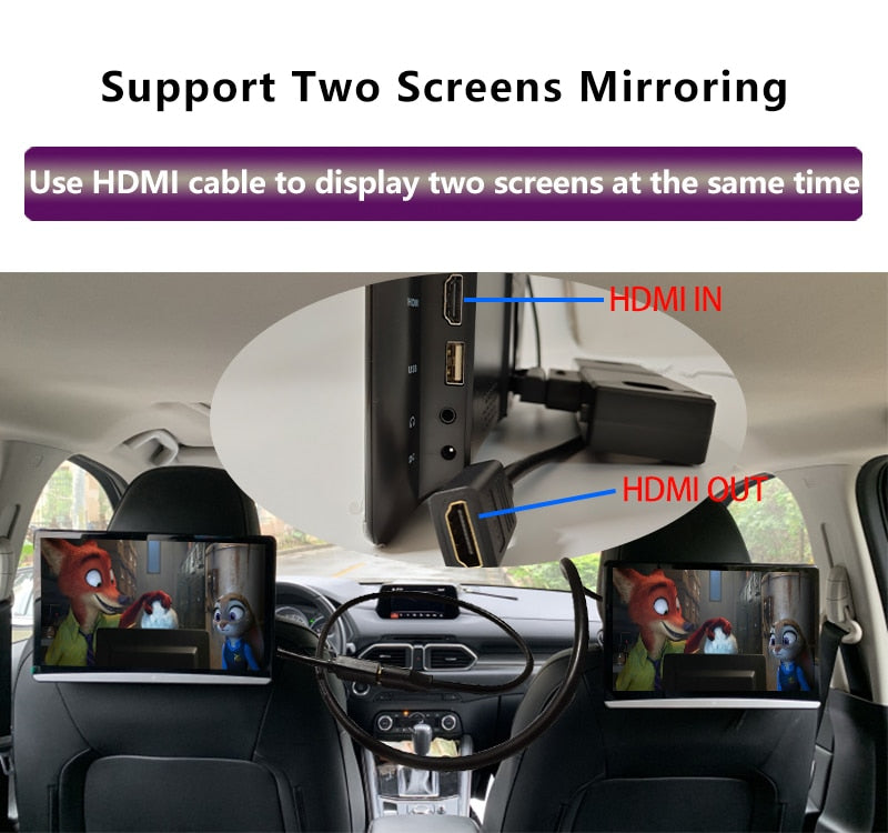 11.6 Inch Android 9.0 2GB+16GB 4K 1080P Touch Screen Car Headrest Monitor WIFI/Bluetooth/USB/SD/HDMI/FM/Miracast/Mirror Link