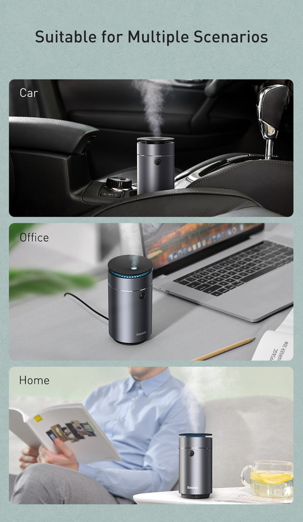 Baseus Air Humidifier Aroma Essential Oil Diffuser for Home Car USB Fogger Mist Maker Detachable Humidification