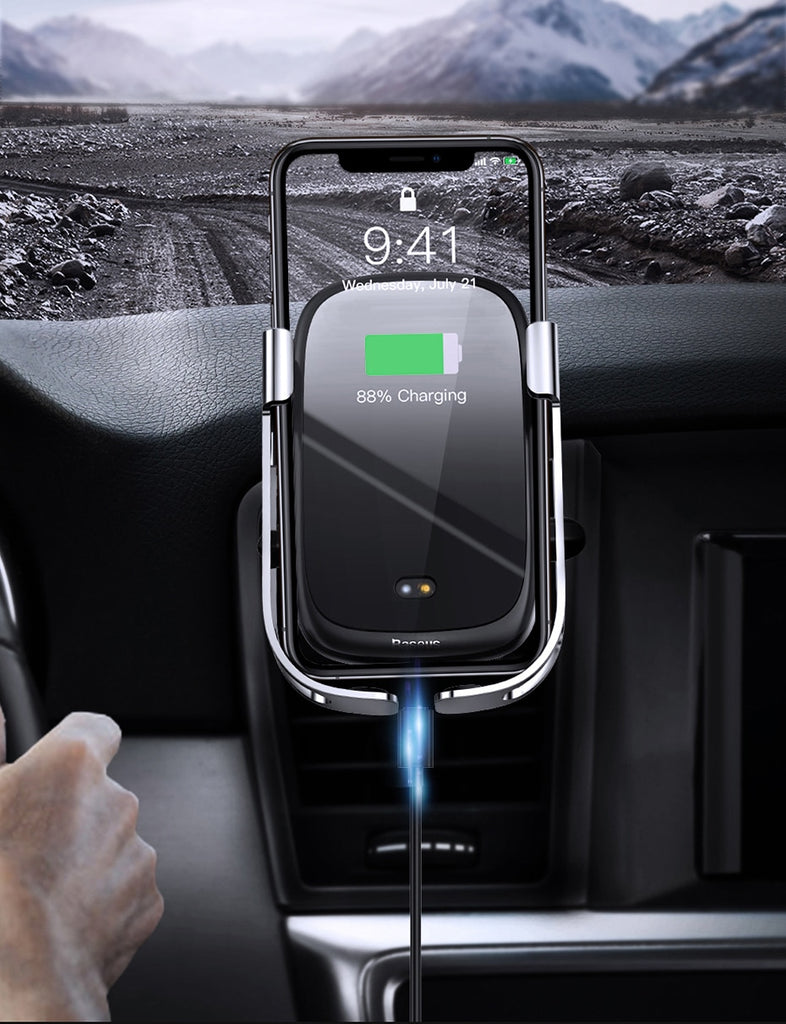 Baseus 15W Wireless Car Charger Qi Wireless Charger in Car Air Vent Mount Holder Infrared Sensor Wireless Charging Phone Holder