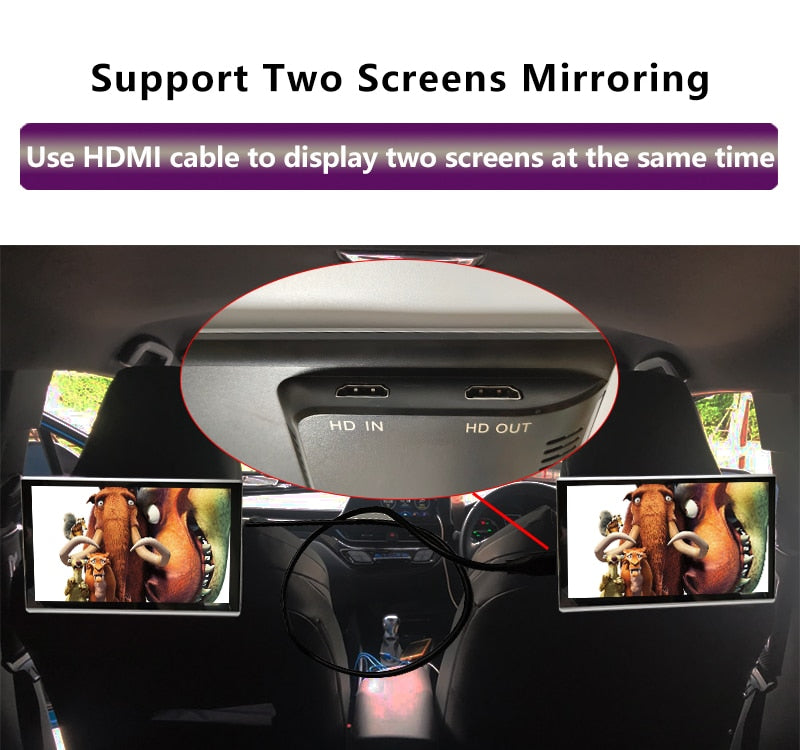 11.6 Inch Android 9.0 2GB+16GB Car Headrest Monitor 4K 1080P Same Screen WIFI/Bluetooth/USB/SD/HDMI/FM/Mirror Link/Miracast