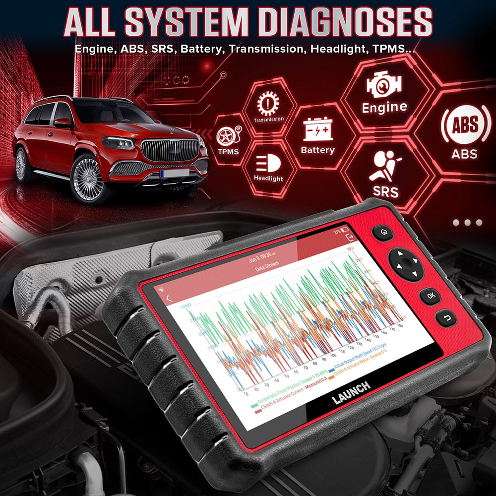 LAUNCH X431 CRP909E OBD2 Car Full System Diagnostic Tool Code Reader Scanner with 15 Reset Service Update Online PK MK808 CRP909