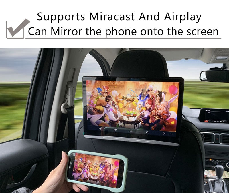 13.3 Inch Android 9.0 Car Headrest Monitor Same Screen 4K 1080P Touch Screen WIFI/Bluetooth/USB/SD/HDMI/FM/Mirror Link/Miracast