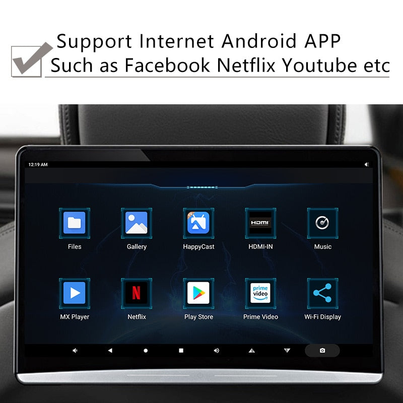13.3 Inch Android 9.0 Car Headrest Monitor Same Screen 4K 1080P Touch Screen WIFI/Bluetooth/USB/SD/HDMI/FM/Mirror Link/Miracast