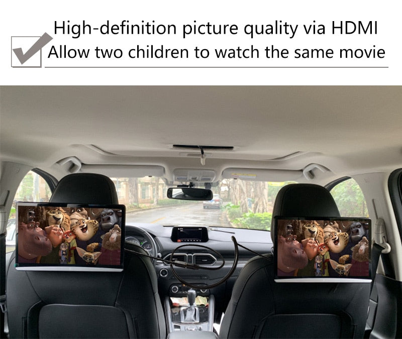 13.3 Inch Android 9.0 Car Headrest Monitor Same Screen 4K 1080P Touch Screen WIFI/Bluetooth/USB/SD/HDMI/FM/Mirror Link/Miracast