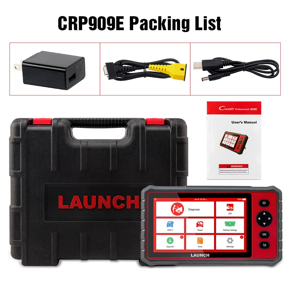 LAUNCH X431 CRP909E OBD2 Car Full System Diagnostic Tool Code Reader Scanner with 15 Reset Service Update Online PK MK808 CRP909