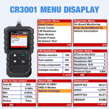 Load image into Gallery viewer, LAUNCH X431 CR3001 OBD2 scanner full OBDII EOBD Code Reader Car Diagnostic tool check engine light Free update pk cr319 ELM327