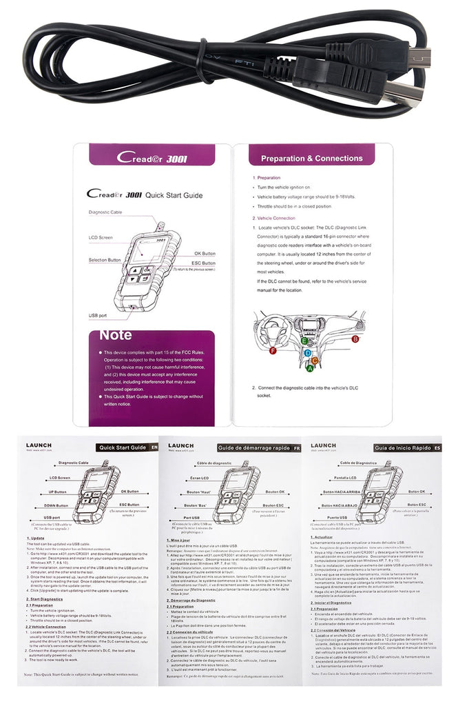LAUNCH X431 CR3001 OBD2 scanner full OBDII EOBD Code Reader Car Diagnostic tool check engine light Free update pk cr319 ELM327