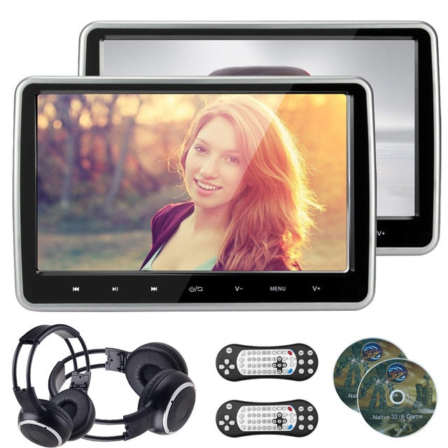 XST 2pcs 10.1 Inch 1024*600 Car Headrest Monitor DVD Player