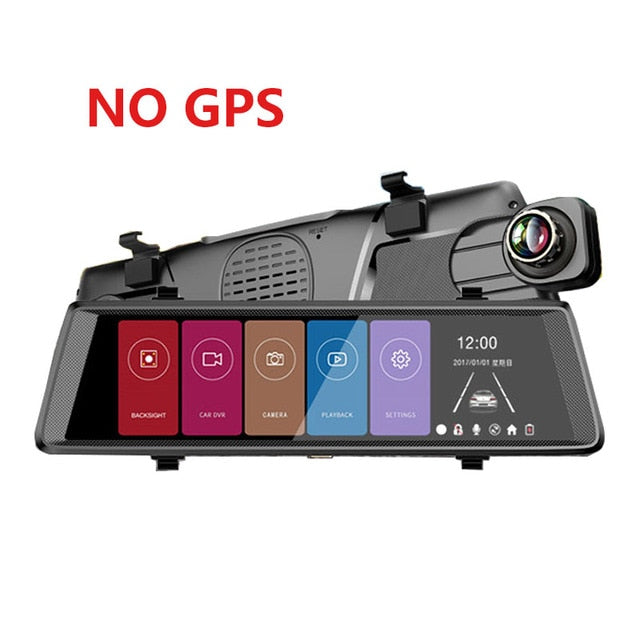 10 Inch Dash Camera Dual Lens IPS Touch Screen Stream RearView Mirror GPS Navigation Full HD 1080P Car DVR Camera Video Recorder