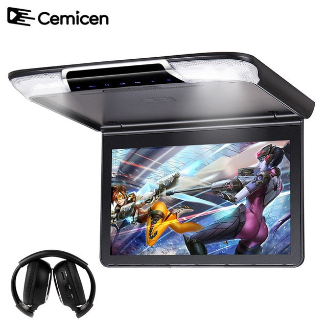 11.6 Inch Car Roof Mount Ceiling Flip Down Monitor with Full 1920x1080 Screen MP5 Player HDMI Port USB SD IR FM Transmitter