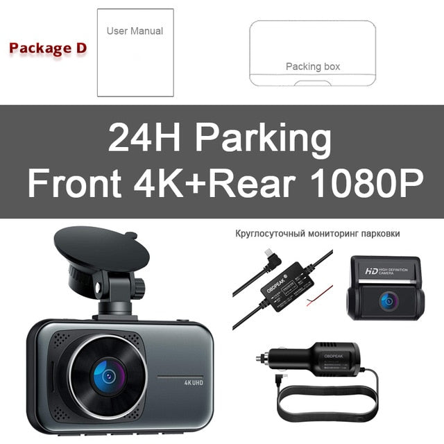 OBDPEAK M8 Car DVR Dash Cam 4K Ultra HD 3" Recording Car Camera