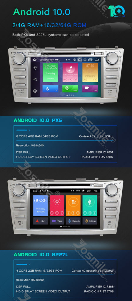 DSP 2 Din Android 10 Car Multimedia DVD Player For Toyota Camry 2007 - 2011