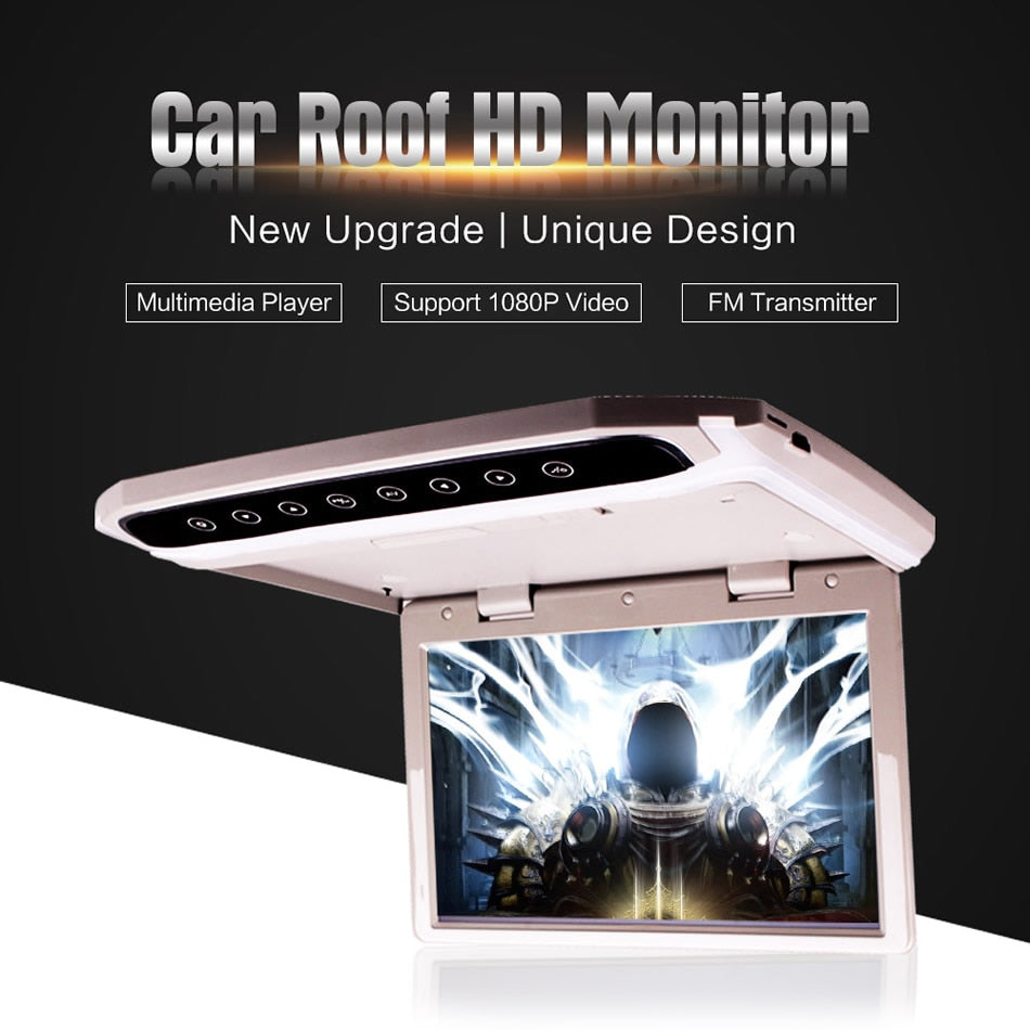 10.2 Inch Car Roof Mount Monitor Flip Down TFT LCD Player Support 1080P FM HDMI Port SD Touch Button Ceiling MP5 Player