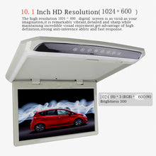 Load image into Gallery viewer, 10.2 Inch Car Roof Mount Monitor Flip Down TFT LCD Player Support 1080P FM HDMI Port SD Touch Button Ceiling MP5 Player