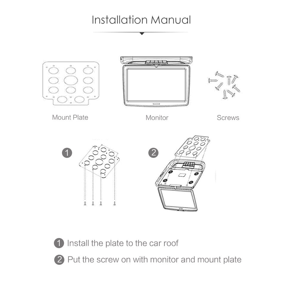 10.2 Inch Car Roof Mount Monitor Flip Down TFT LCD Player Support 1080P FM HDMI Port SD Touch Button Ceiling MP5 Player