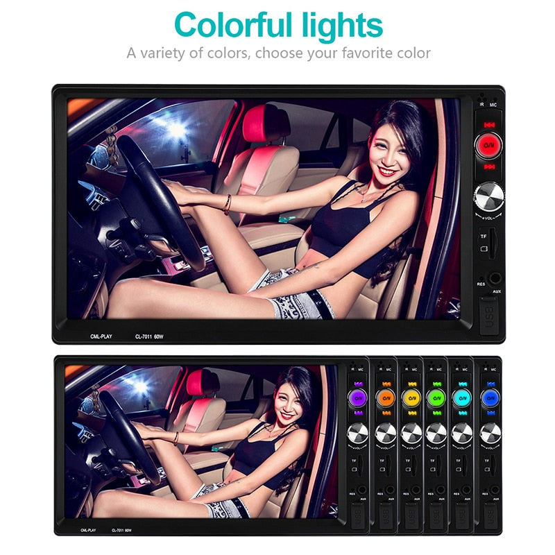 Radio 2 Din Autoradio Bluetooth Handsfree MP5 Player AUX USB Car Audio Mirror Link Steering Wheel Controls 7" Inch Auto Stereo