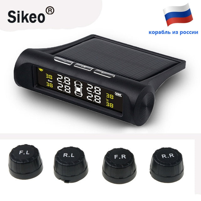 Windshield Solar Power TPMS Car Tire Pressure Alarm Monitor System