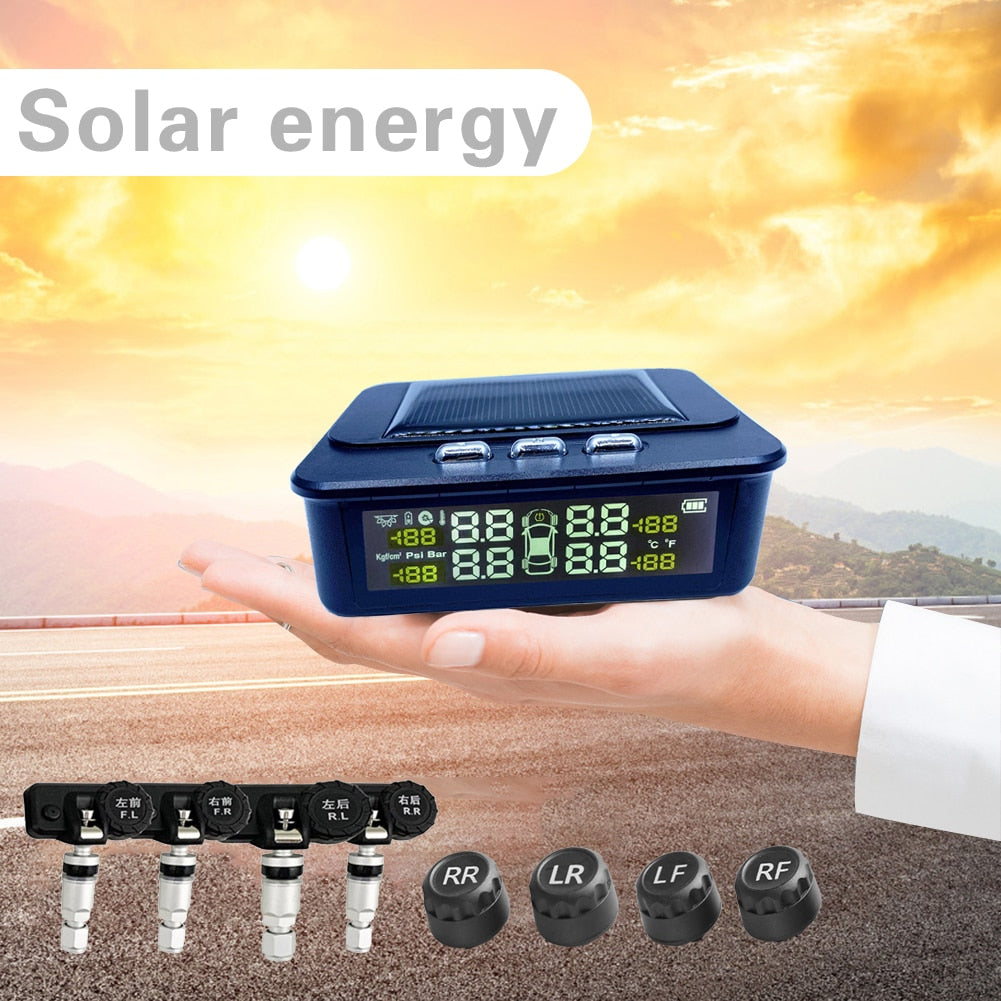 Solar TPMS Car Tire Pressure Monitoring Tyre LCD Display