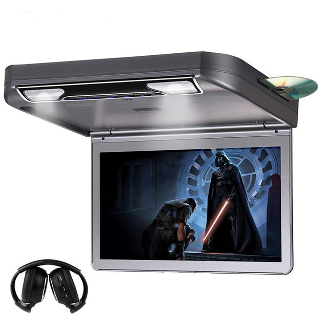 13.3 Inch Car Roof mount Monitor MP5 DVD Player Flip down 1080P Video HD Digital TFT Wide Screen USB/SD/HDMI Port/MP5/IR/FM