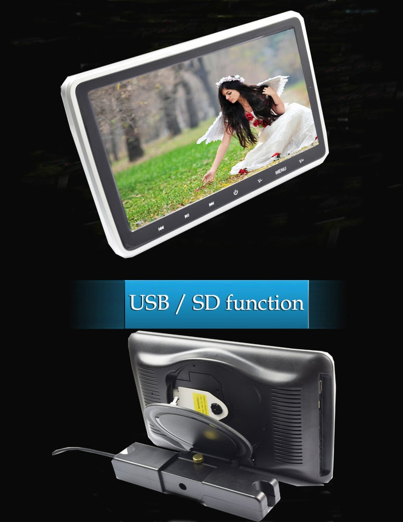 10.1 Inch 1024*600 Car Headrest Monitor DVD Player USB/SD/HDMI/IR/FM TFT LCD Screen Touch Button 32 Bit Game Remote Control