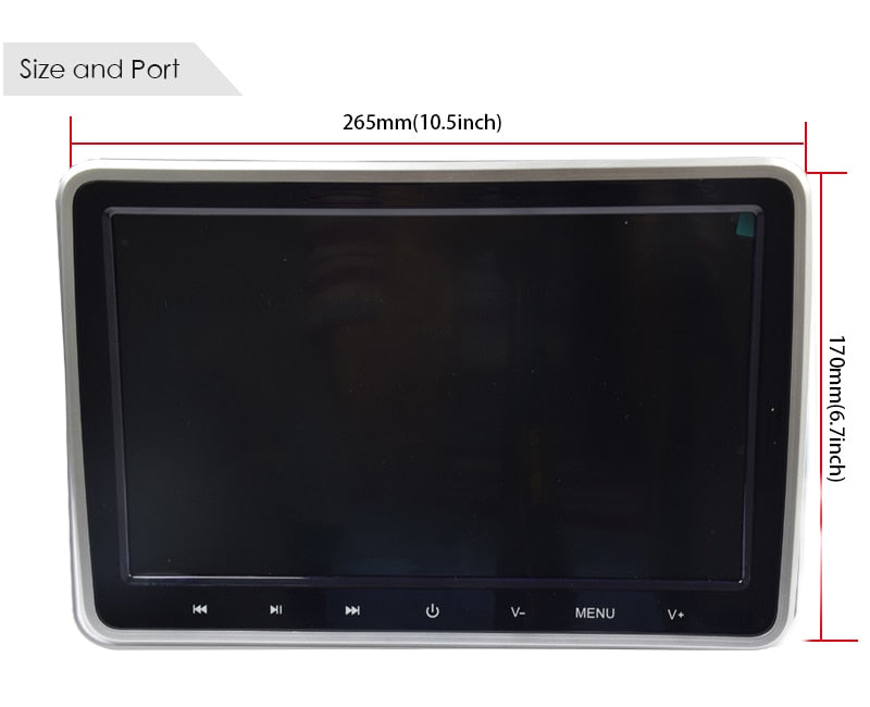 10.1 Inch 1024*600 Car Headrest Monitor DVD Player USB/SD/HDMI/IR/FM TFT LCD Screen Touch Button 32 Bit Game Remote Control