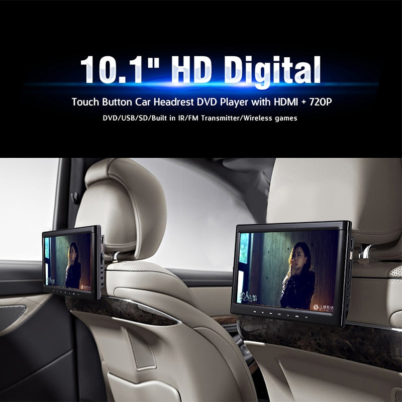 XST 2PCS 10.1 Inch Car Headrest Monitor Support HDMI/USB/SD/IR/FM/Speaker/Game