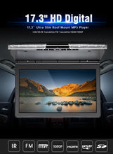 Load image into Gallery viewer, 17.3 Inch Car Ceiling Monitor 1920x1080 MP5 Flip Down Roof Mount Car DVD Player