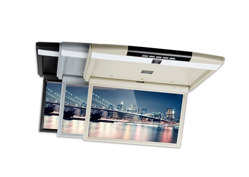 17.3 Inch Car Roof Flip Down Ceiling Mount Monitor Support HD 1080P IR FM Transmitter USB SD HDMI Built Speaker Microphone