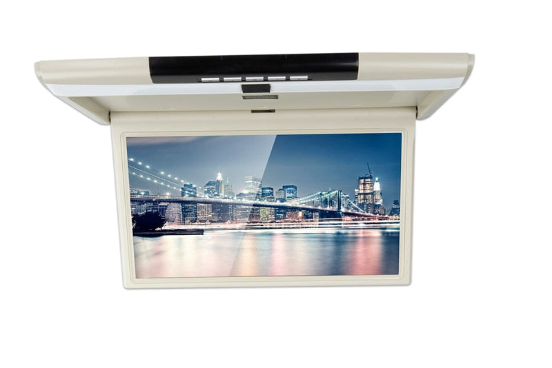 17.3 Inch Car Roof Flip Down Ceiling Mount Monitor Support HD 1080P IR FM Transmitter USB SD HDMI Built Speaker Microphone