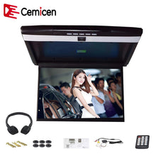 Load image into Gallery viewer, 15.6 Inch Car Roof Flip Down Mount Monitor LED Display Support IR FM Transmitter USB SD HDMI Port Built-In Speaker