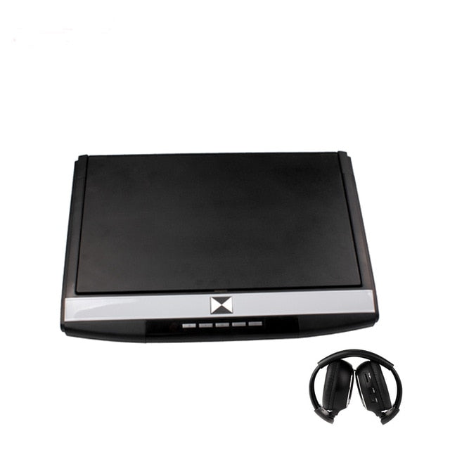 15.6 Inch Car Roof Flip Down Mount Monitor LED Display Support IR FM Transmitter USB SD HDMI Port Built-In Speaker