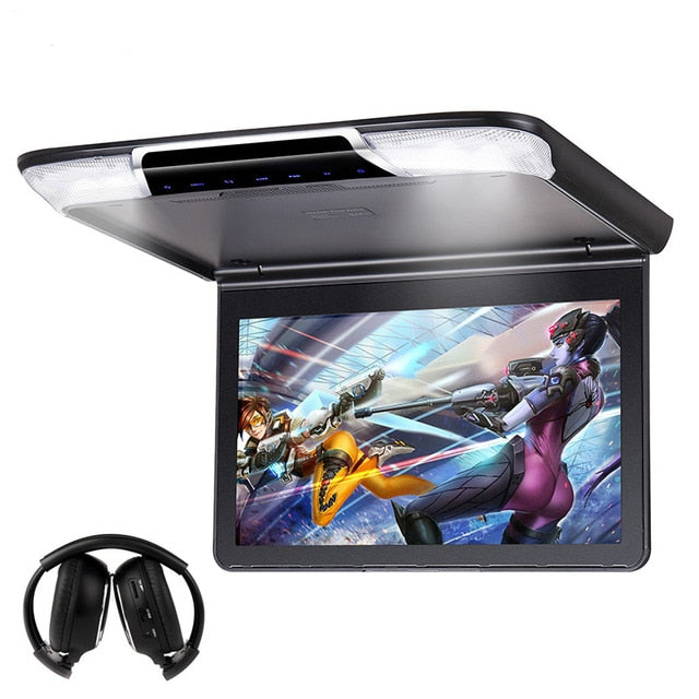 11.6 Inch Car Flip Down Roof Mount Ceiling Monitor with Full HD 1920x1080P Screen HDMI Port USB SD IR FM MP5 Video Player