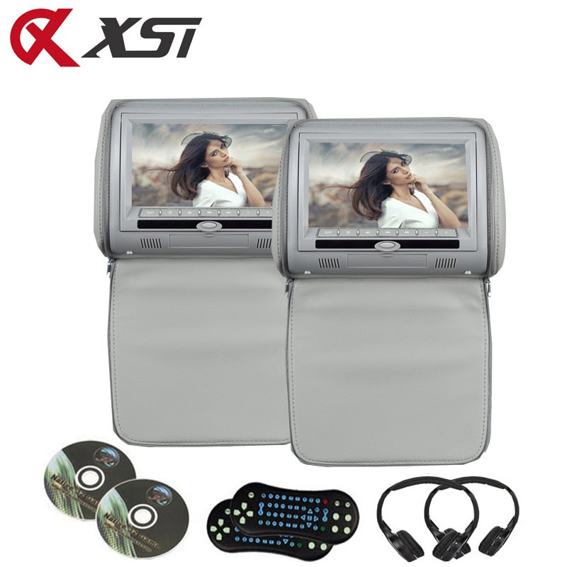 2PCS 9 Inch Car Headrest Monitor MP5 DVD Video Player Digital TFT LCD Screen with USB/SD/IR/FM/Speaker/Game Remote Control