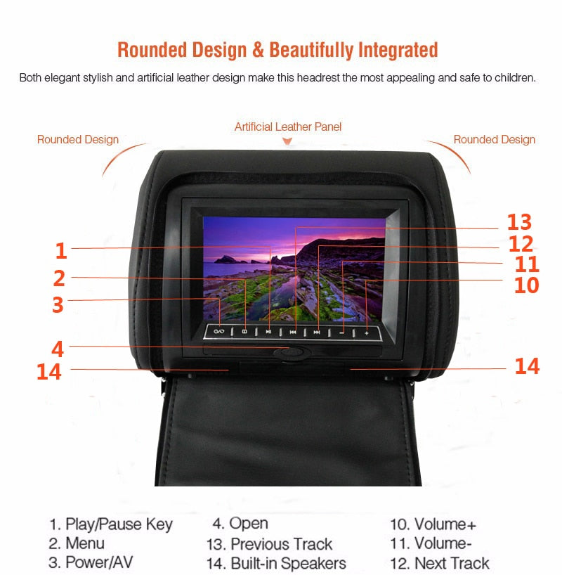 2PCS 9 Inch Car Headrest Monitor MP5 DVD Video Player Digital TFT LCD Screen with USB/SD/IR/FM/Speaker/Game Remote Control