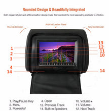 Load image into Gallery viewer, 2PCS 9 Inch Car Headrest Monitor MP5 DVD Video Player Digital TFT LCD Screen with USB/SD/IR/FM/Speaker/Game Remote Control