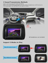 Load image into Gallery viewer, 2PCS 9 Inch Car Headrest Monitor MP5 DVD Video Player Digital TFT LCD Screen with USB/SD/IR/FM/Speaker/Game Remote Control